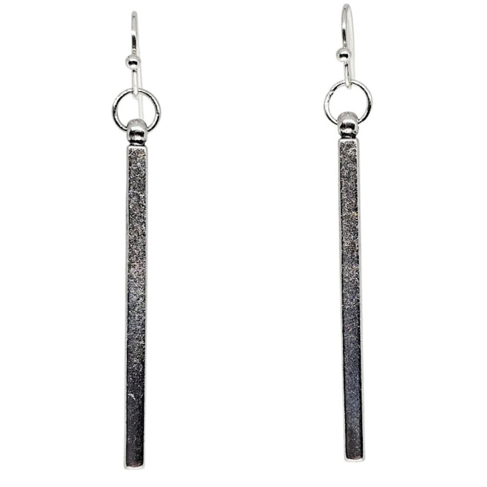 Handmade Long Silver Bar Dangle Earrings Minimalist Boho Stick Drop,